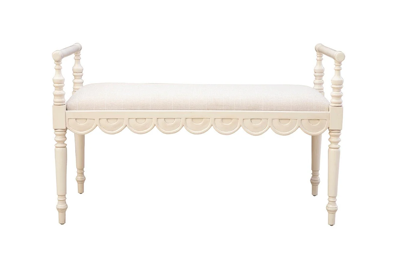 Maris Scalloped Carved Bench - Image 12