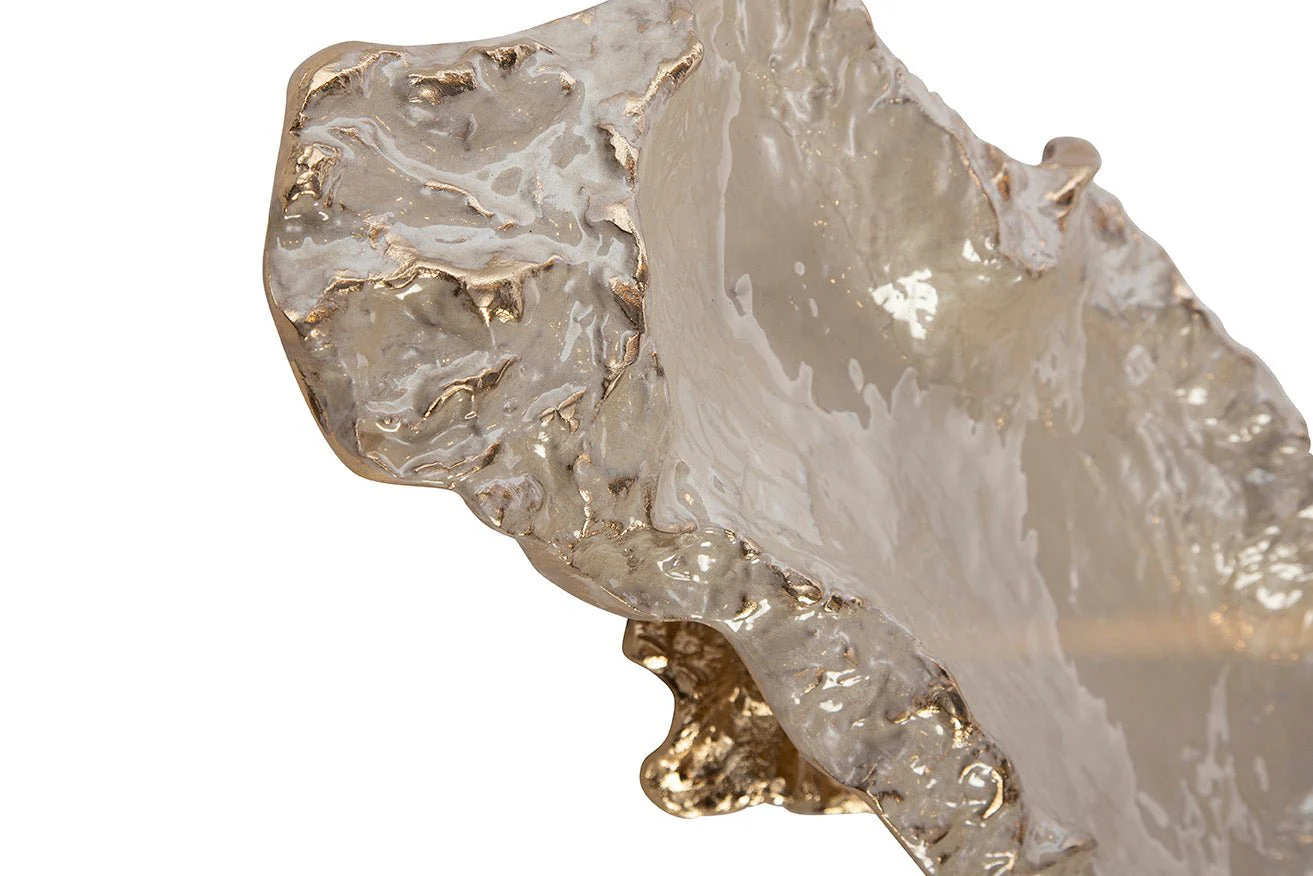 Nerida Textured Metal Pedestal Bowl - Image 10