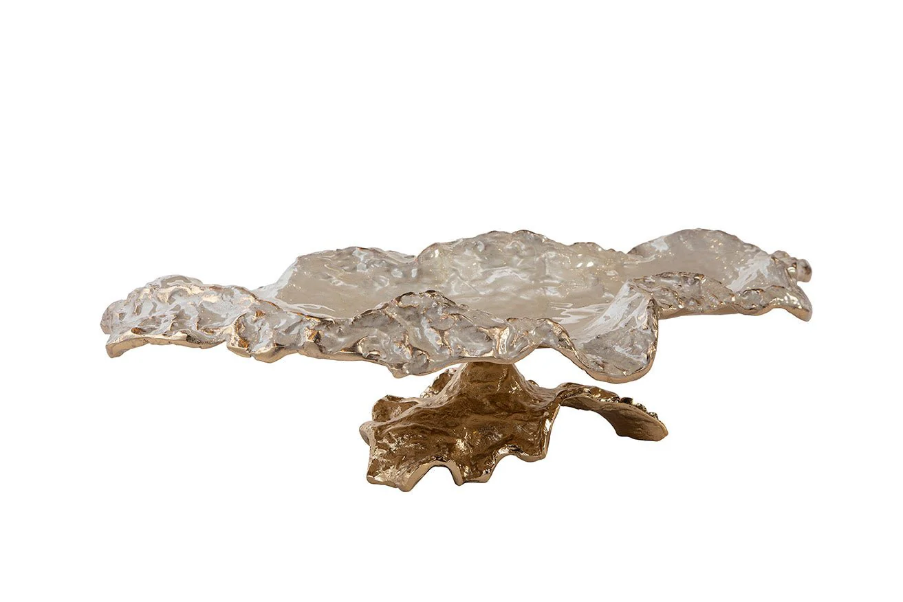 Nerida Textured Metal Pedestal Bowl - Image 4
