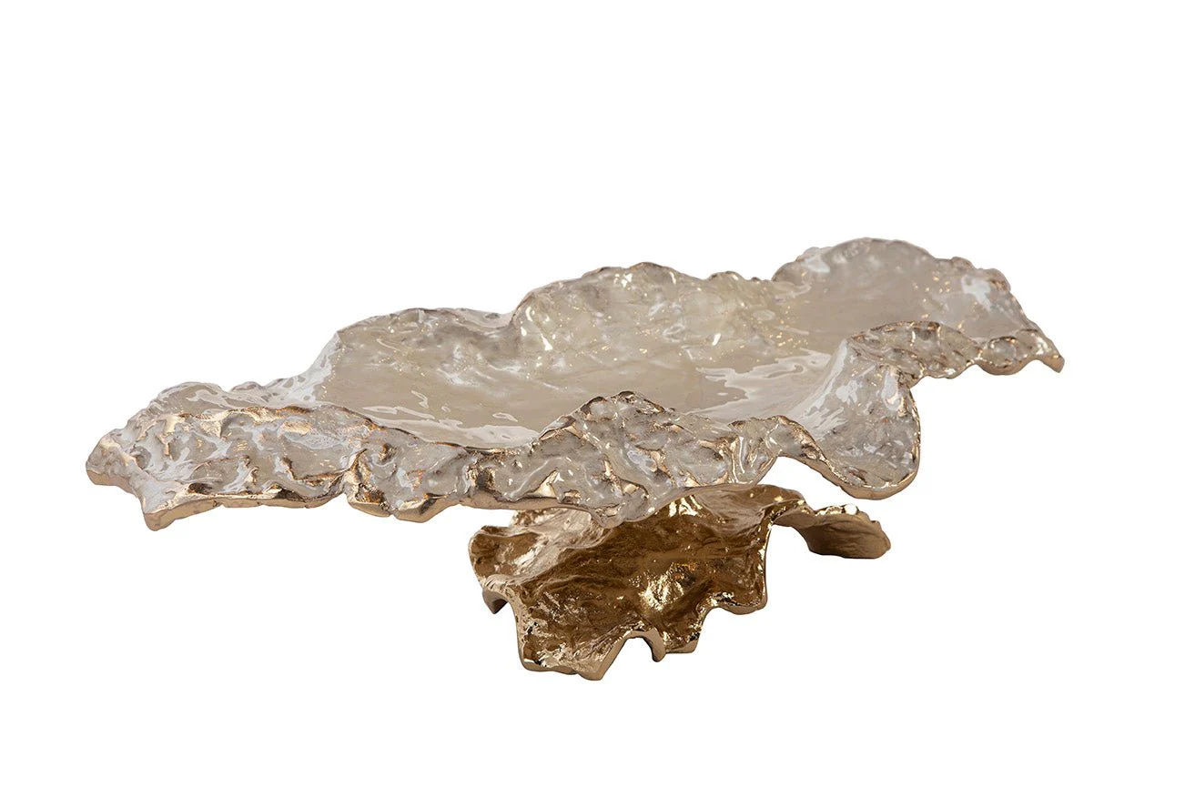 Nerida Textured Metal Pedestal Bowl - Image 5