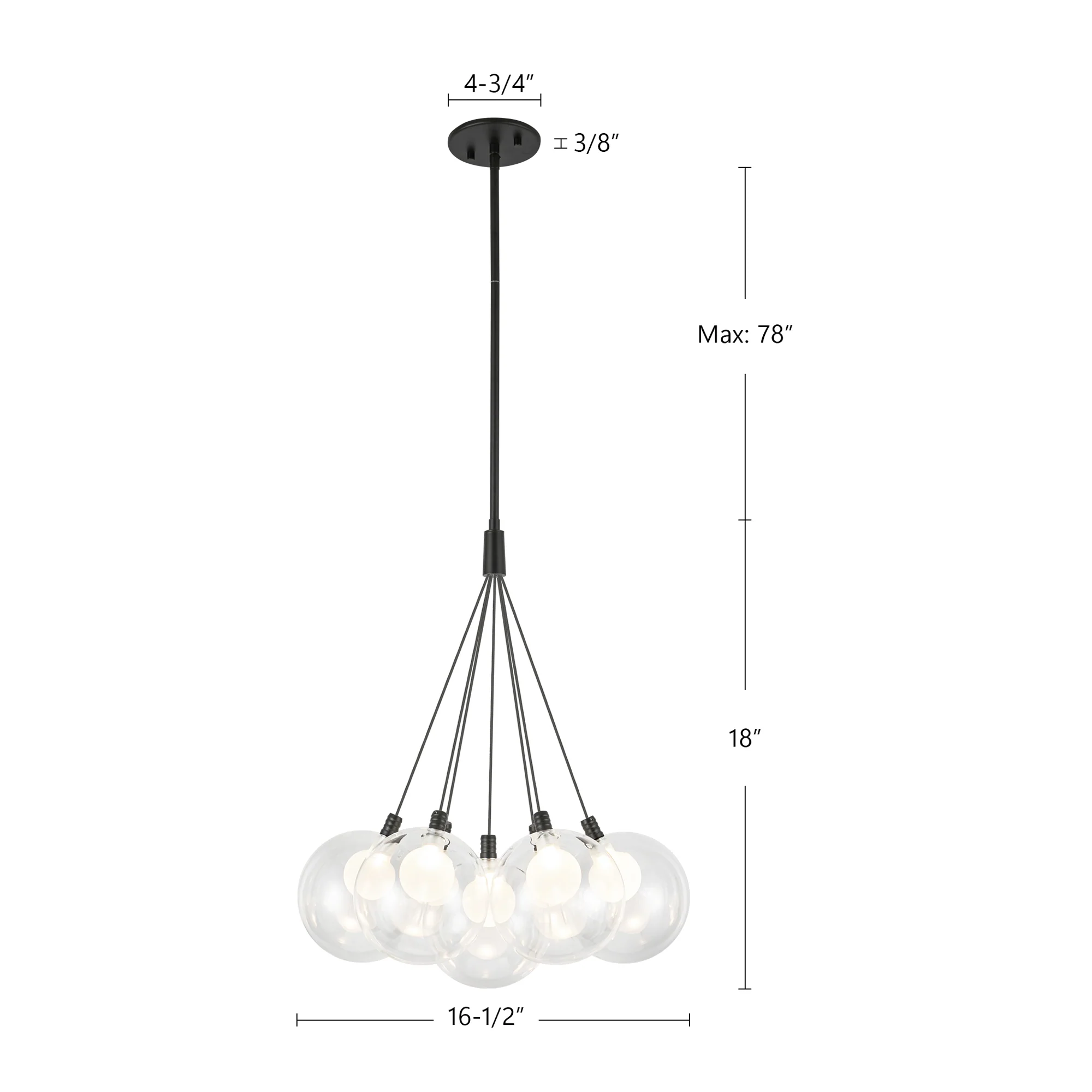Novaro Clear Glass Cluster Chandelier - 16 inch - Image 3