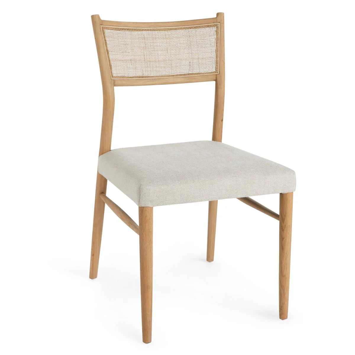 Oak & Rattan-Back Dining Chair, Set of 2 - Image 3
