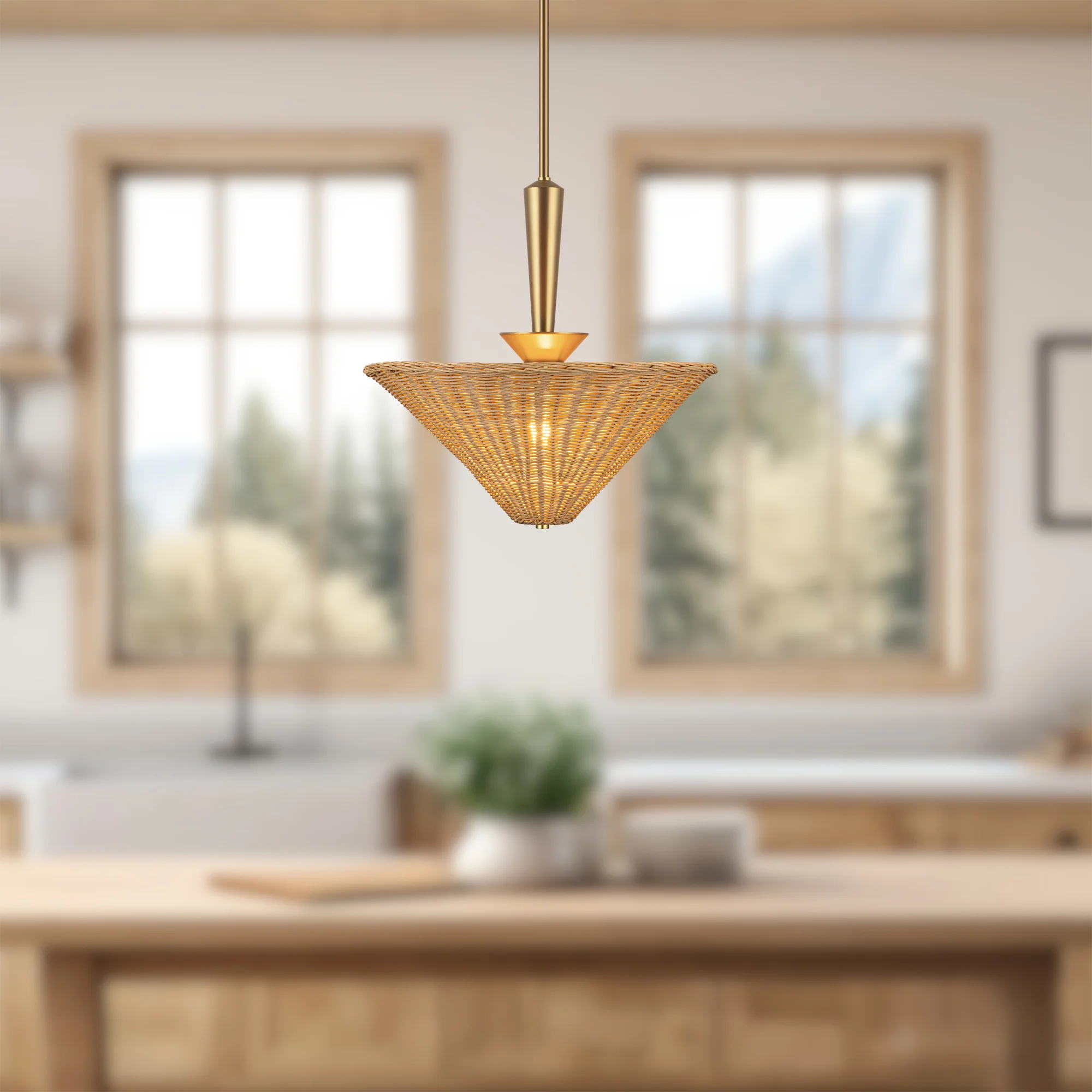 Orvella Rattan Cone Pendant - Image 8