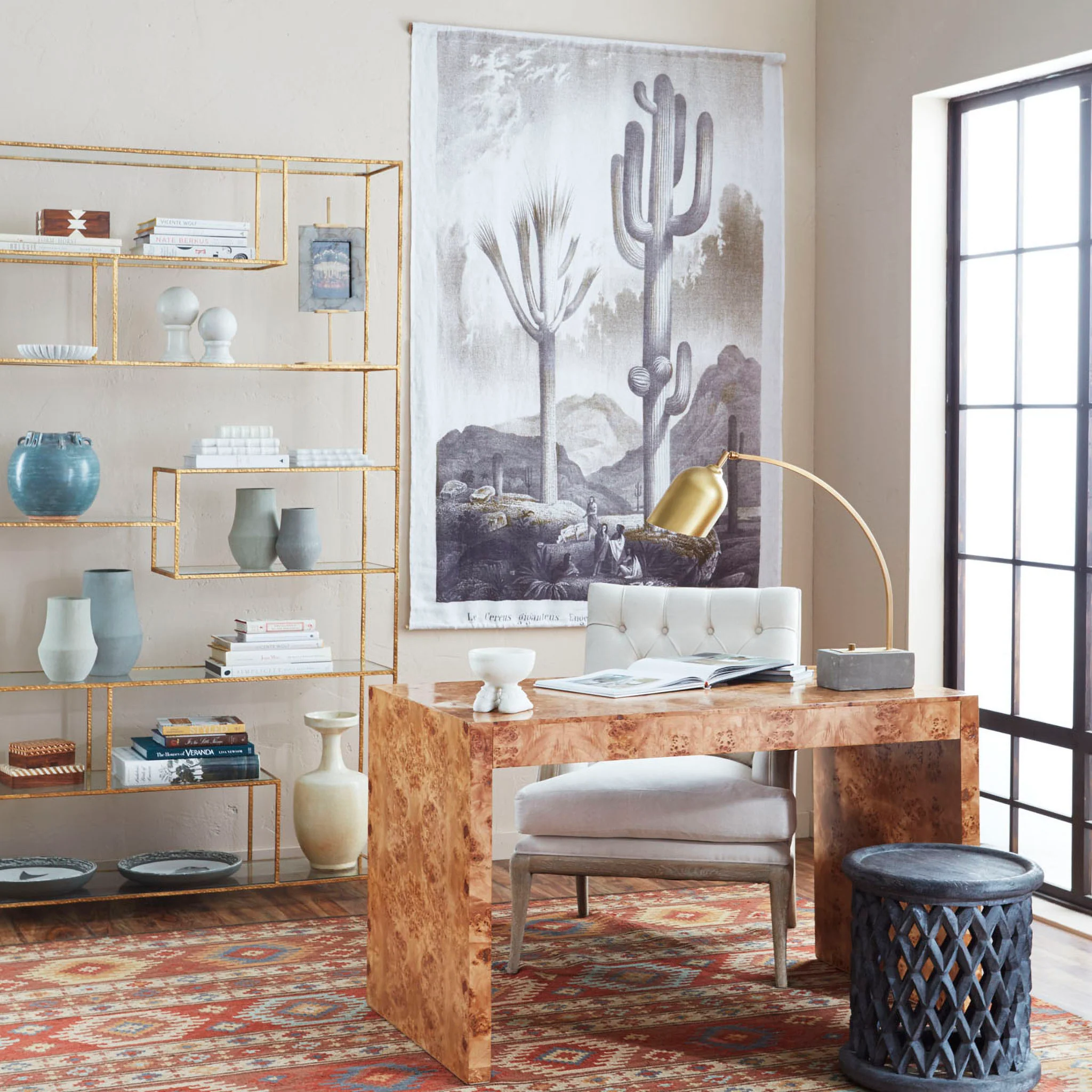 Oslo Burl Wood Veneer Desk - Image 4