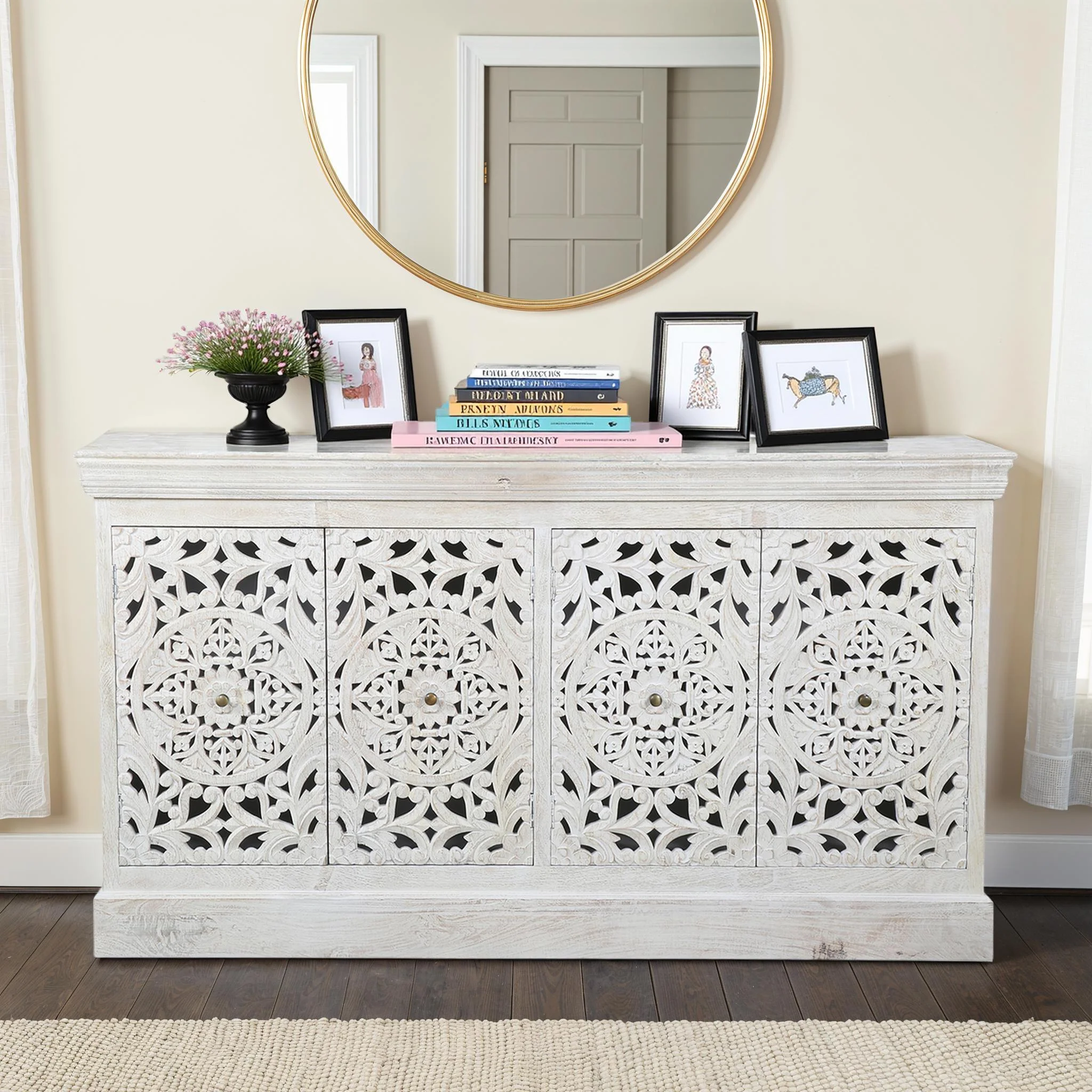 Anjula Carved Wood Sideboard - Image 2