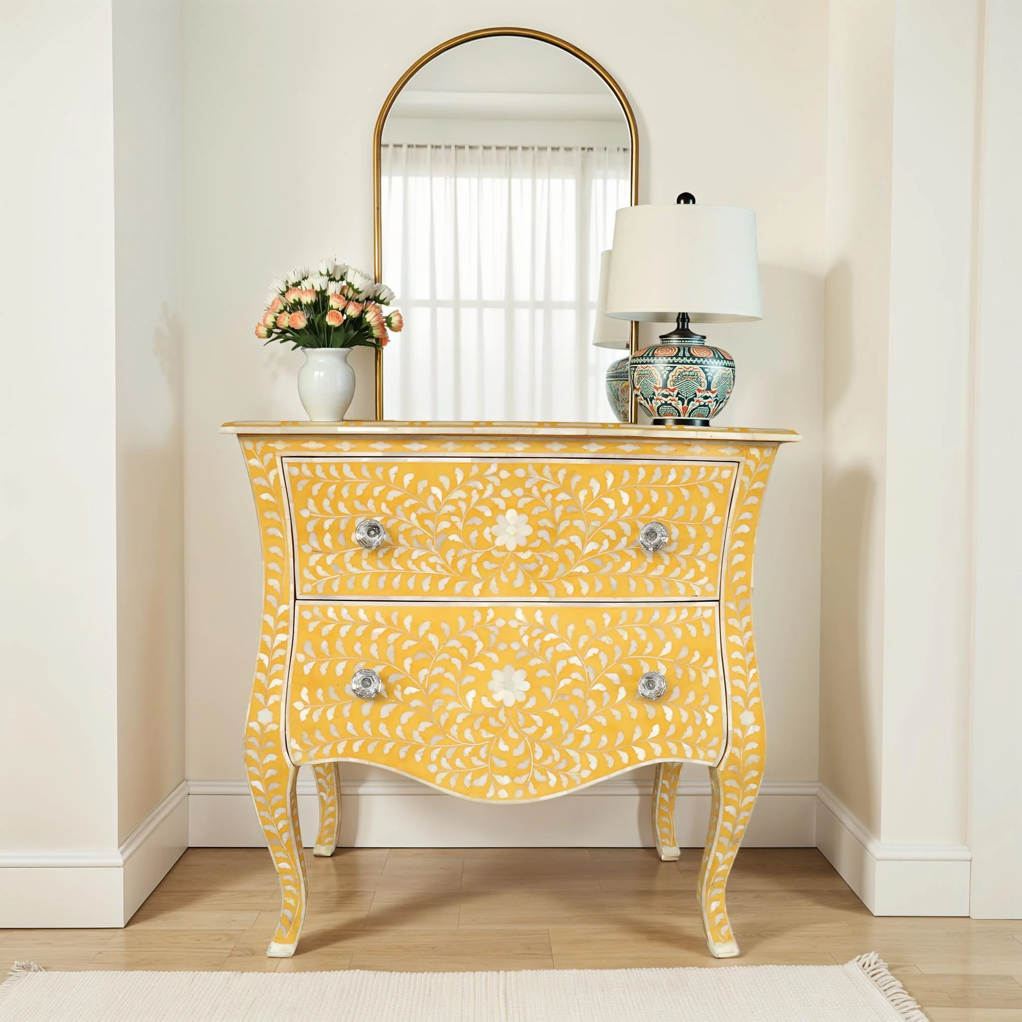 Riad Inlay Nightstand in Gold - Image 2