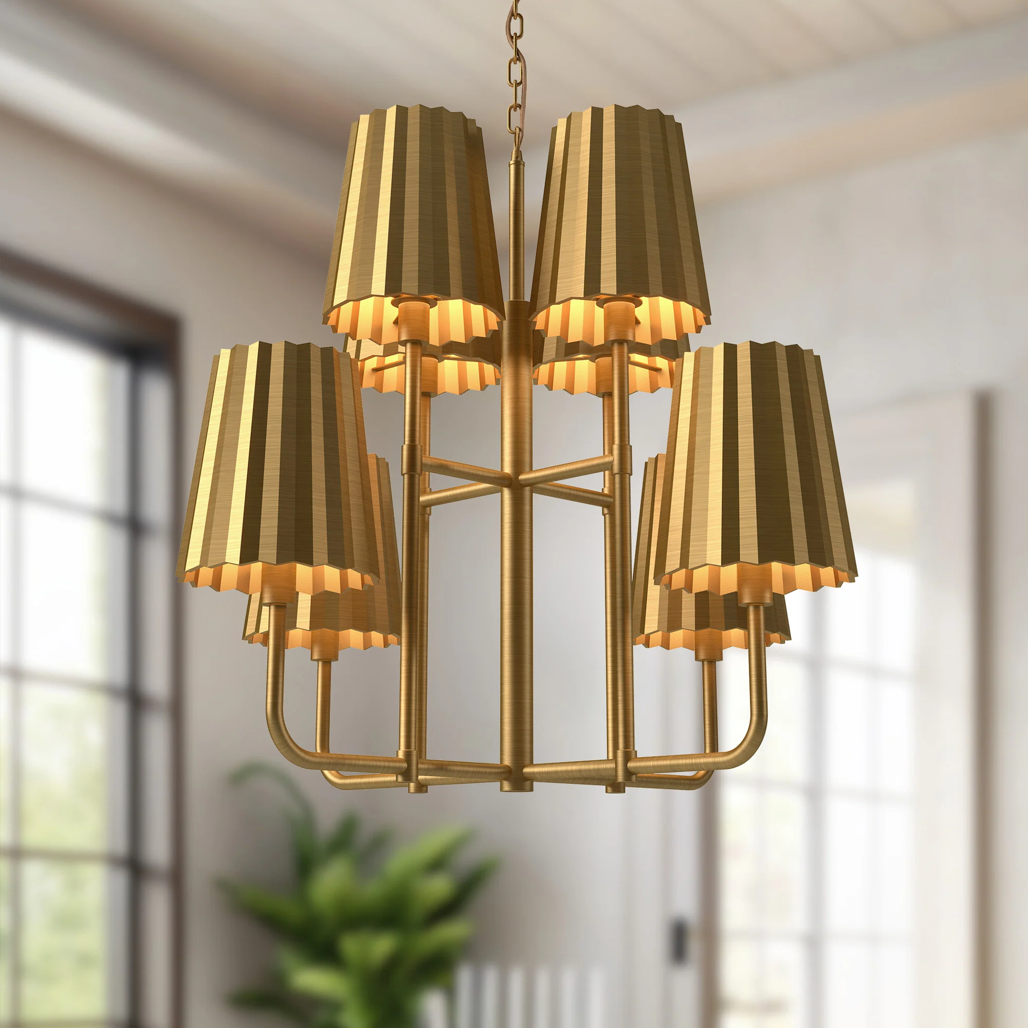 Rive Pleated Metal Chandelier - Image 3