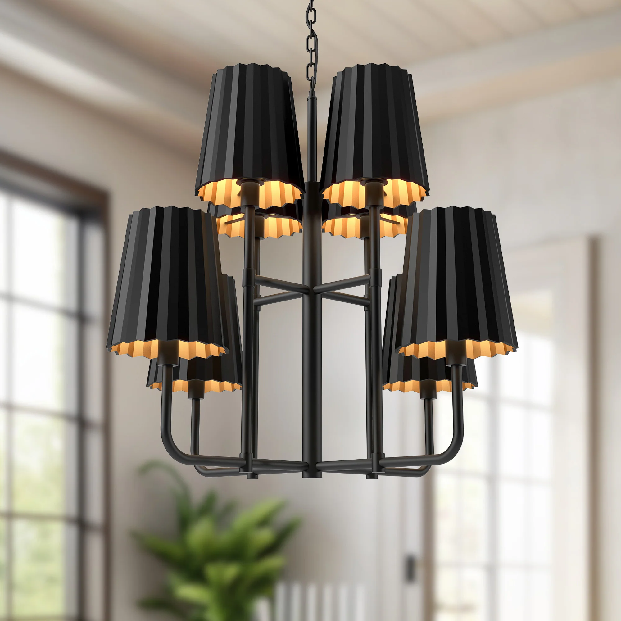 Rive Pleated Metal Chandelier - Image 9