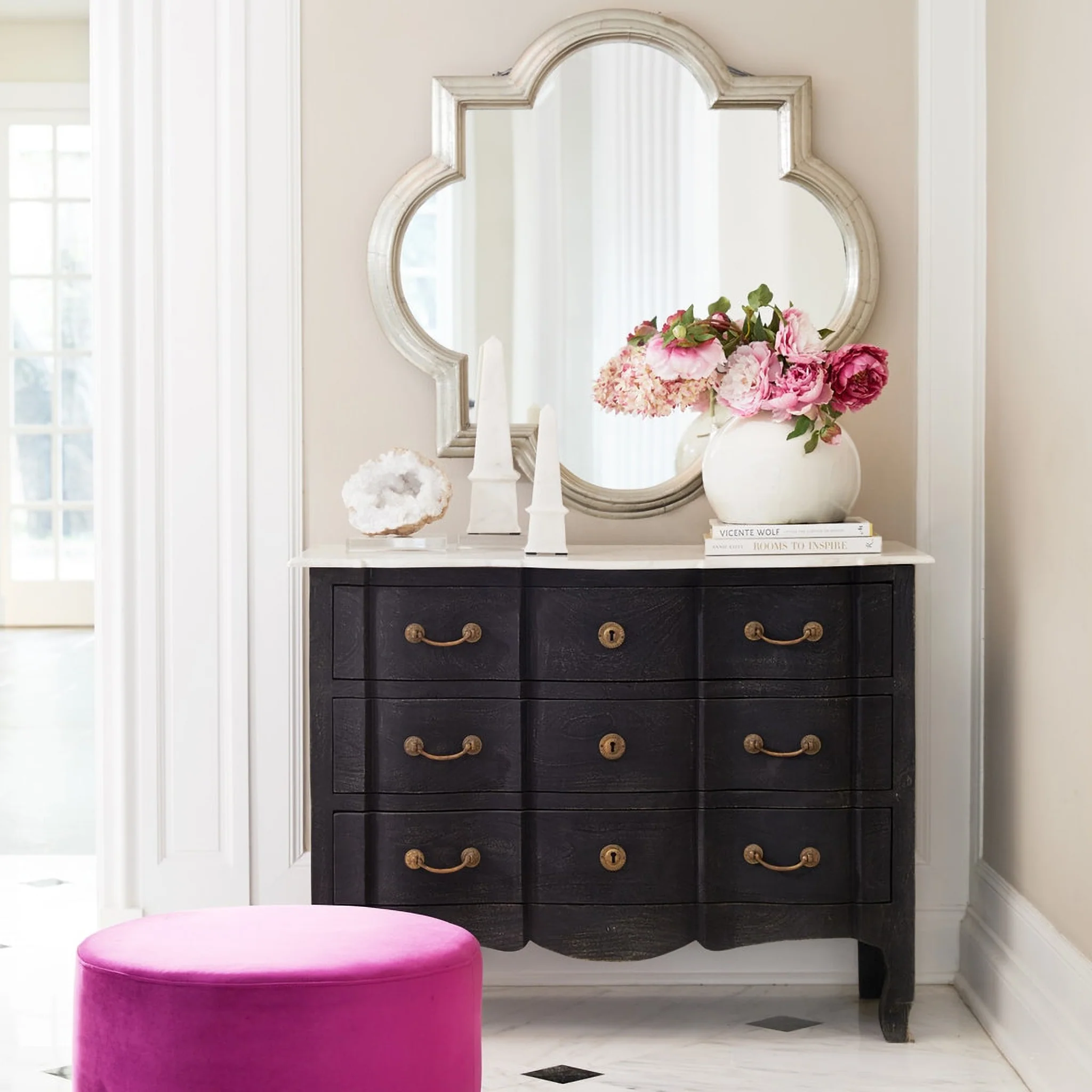 Serpentine Chest With Marble Top