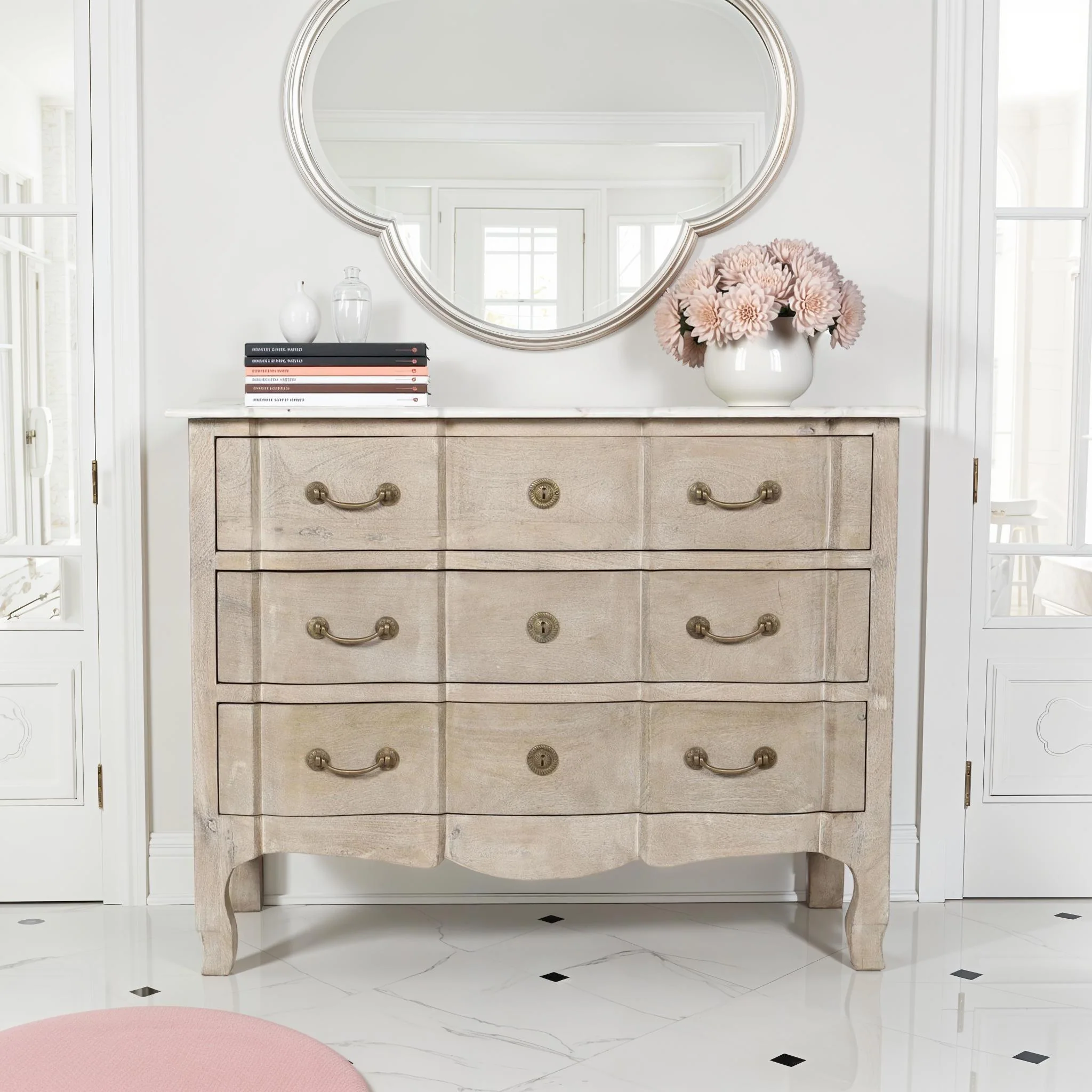 Serpentine Chest With Marble Top - Image 7