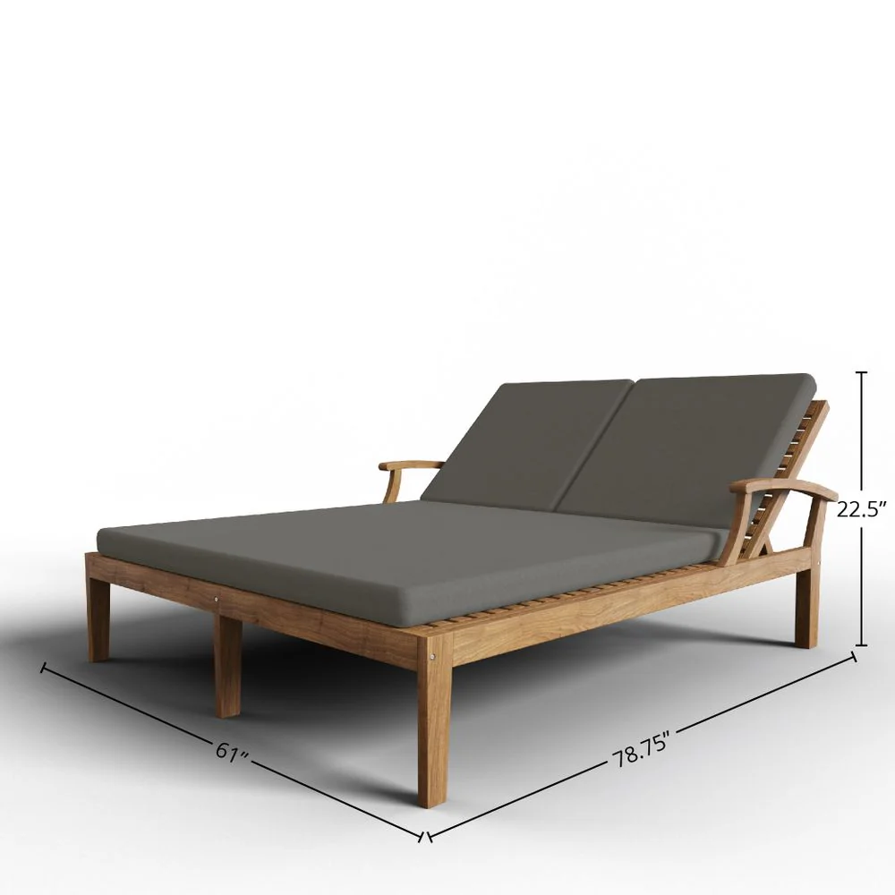 Solivane Teak Double Sunlounger - Image 12