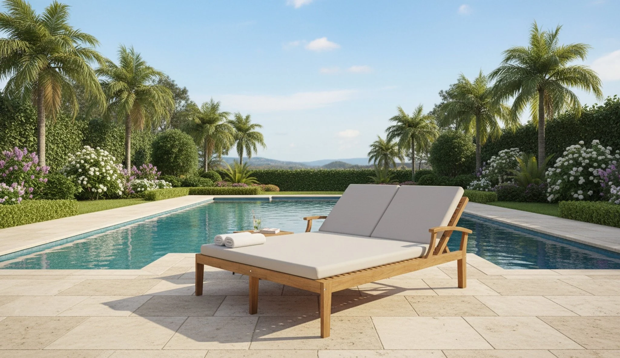 Solivane Teak Double Sunlounger - Image 20