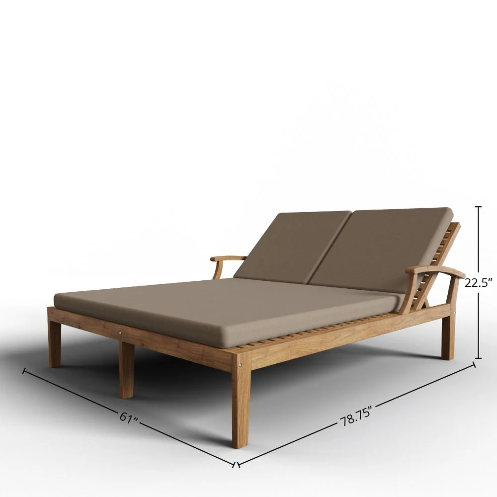 Solivane Teak Double Sunlounger - Image 6