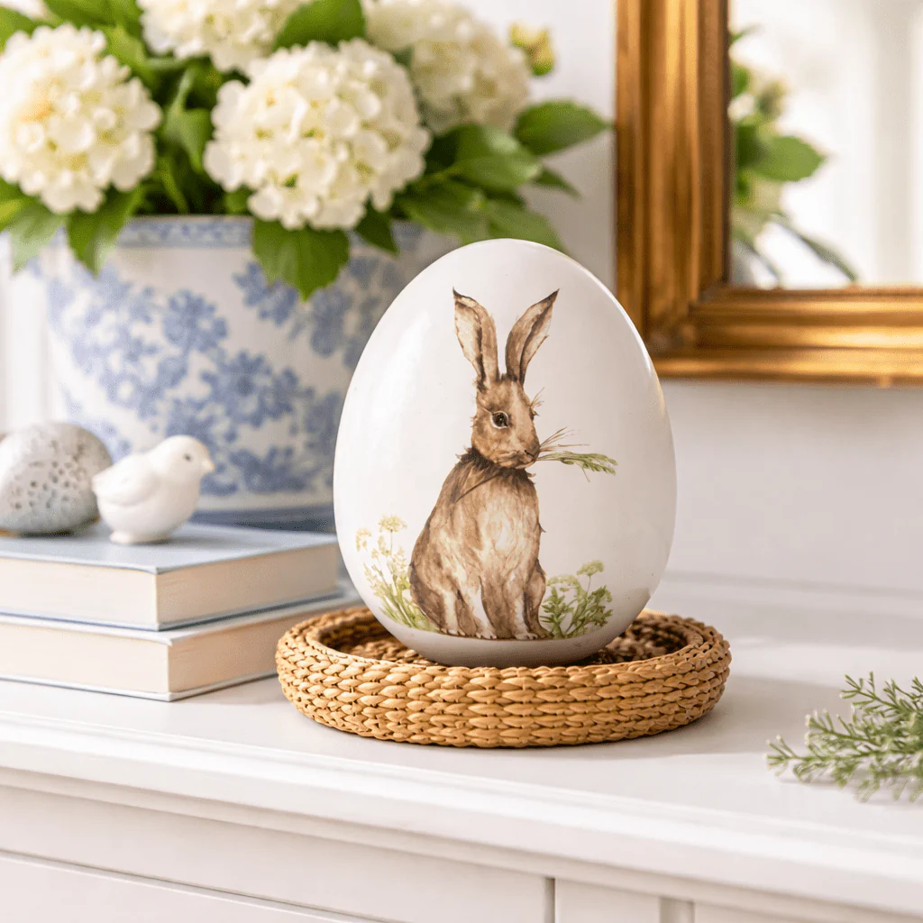 Spring Bunnies Painted Egg