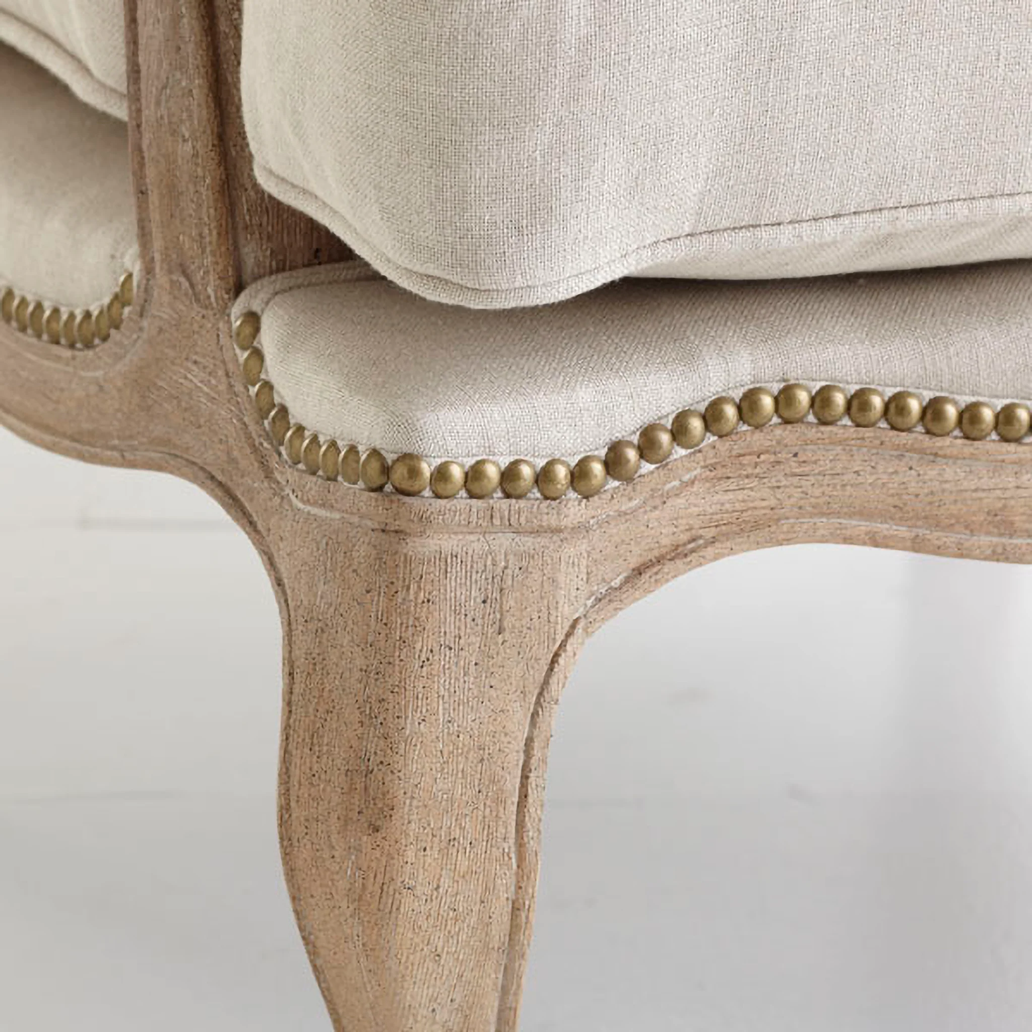 Natural Linen Studded Lounge Armchair - Image 5