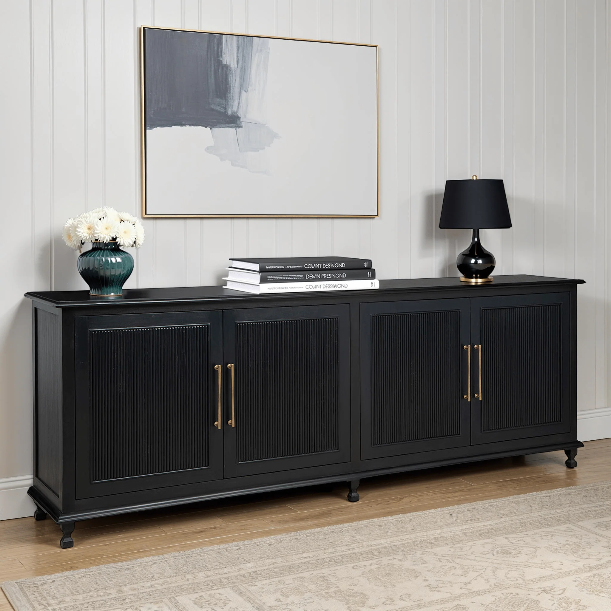 Sutton Black Wood Sideboard - Image 2