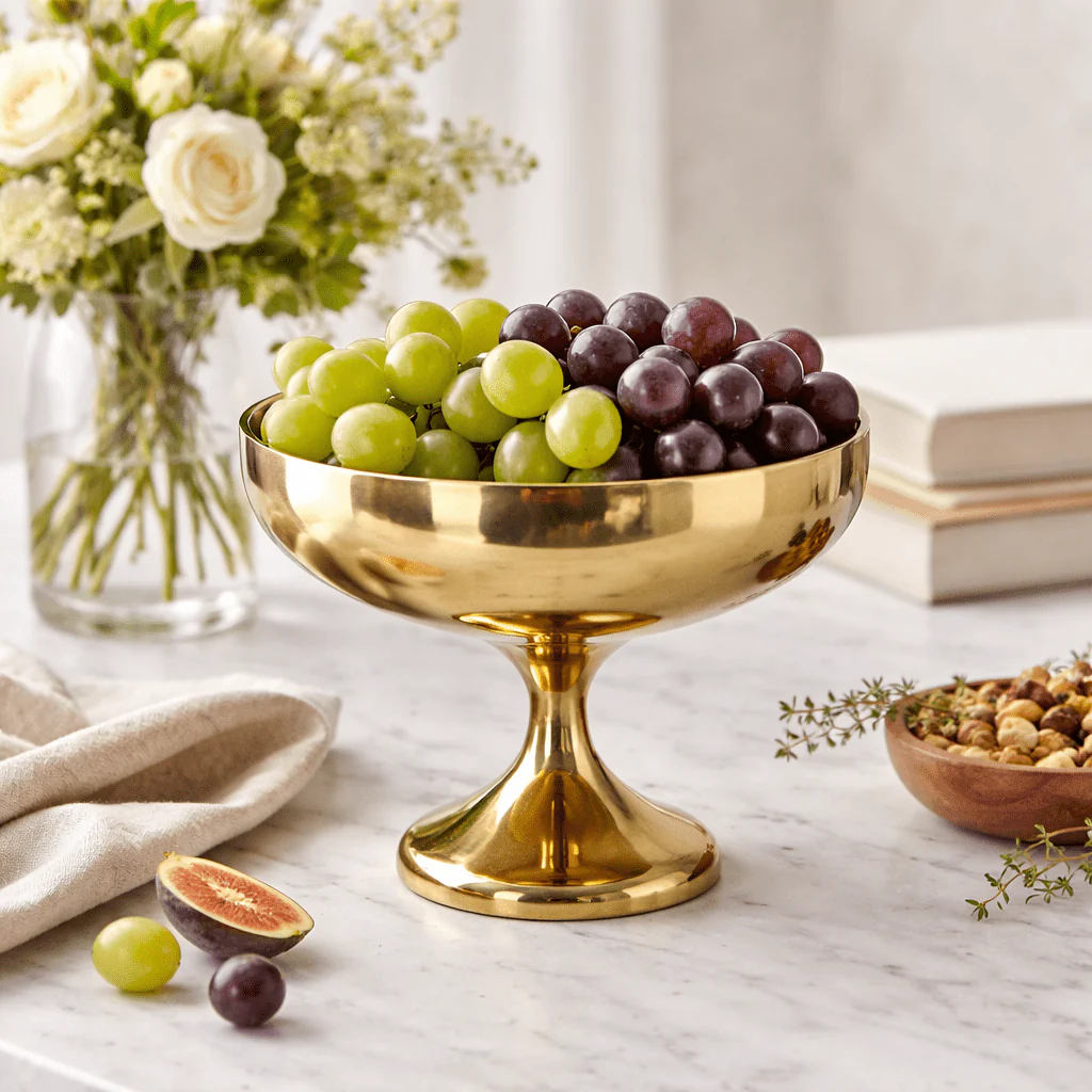 Tavia Brass Pedestal Bowl