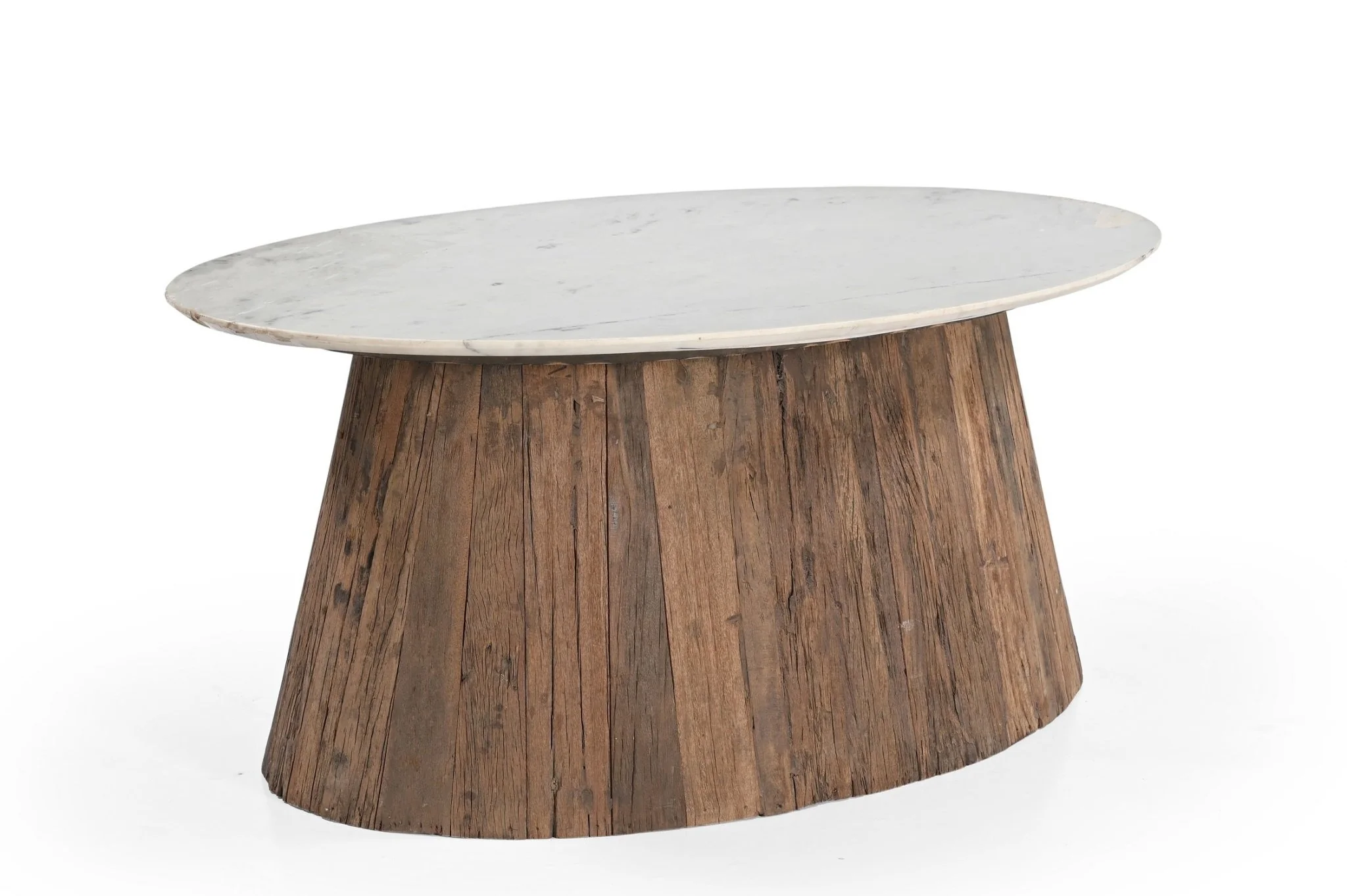 Theron Reclaimed Wood Marble Coffee Table - Image 5