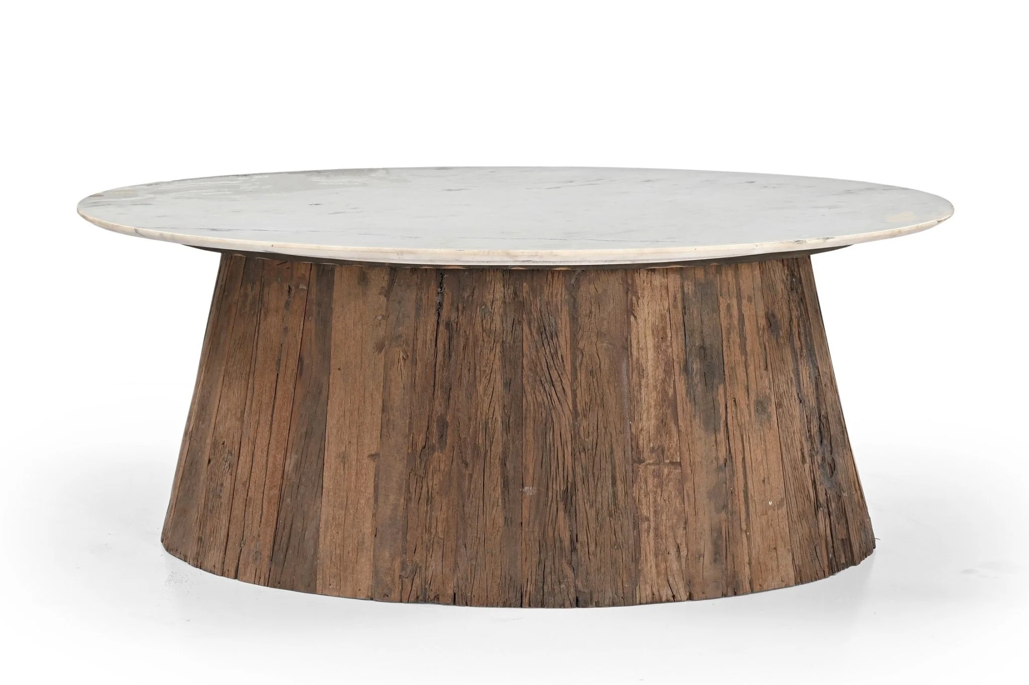 Theron Reclaimed Wood Marble Coffee Table - Image 6