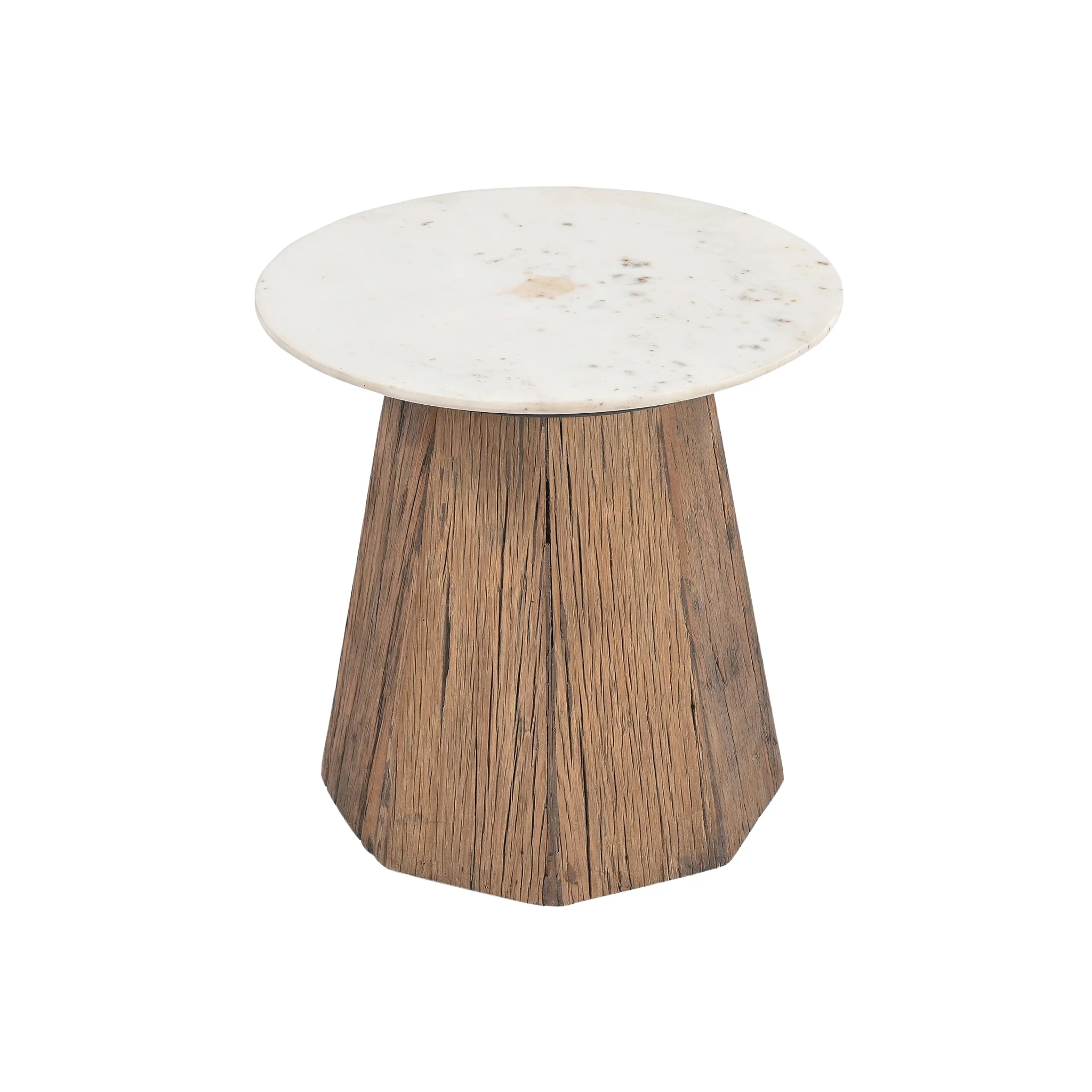 Theron Reclaimed Wood Marble Side Table - Image 2