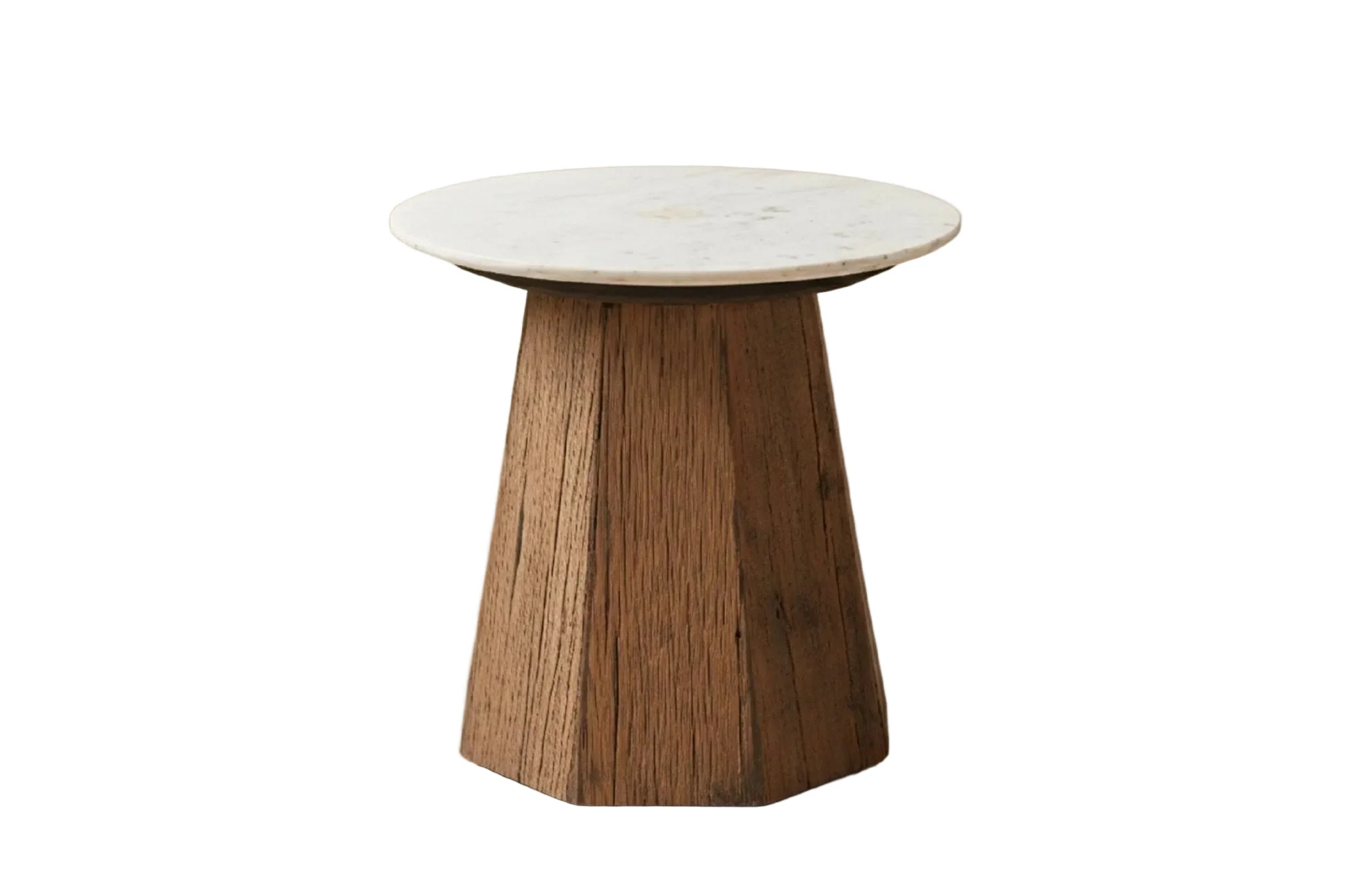 Theron Reclaimed Wood Marble Side Table - Image 3