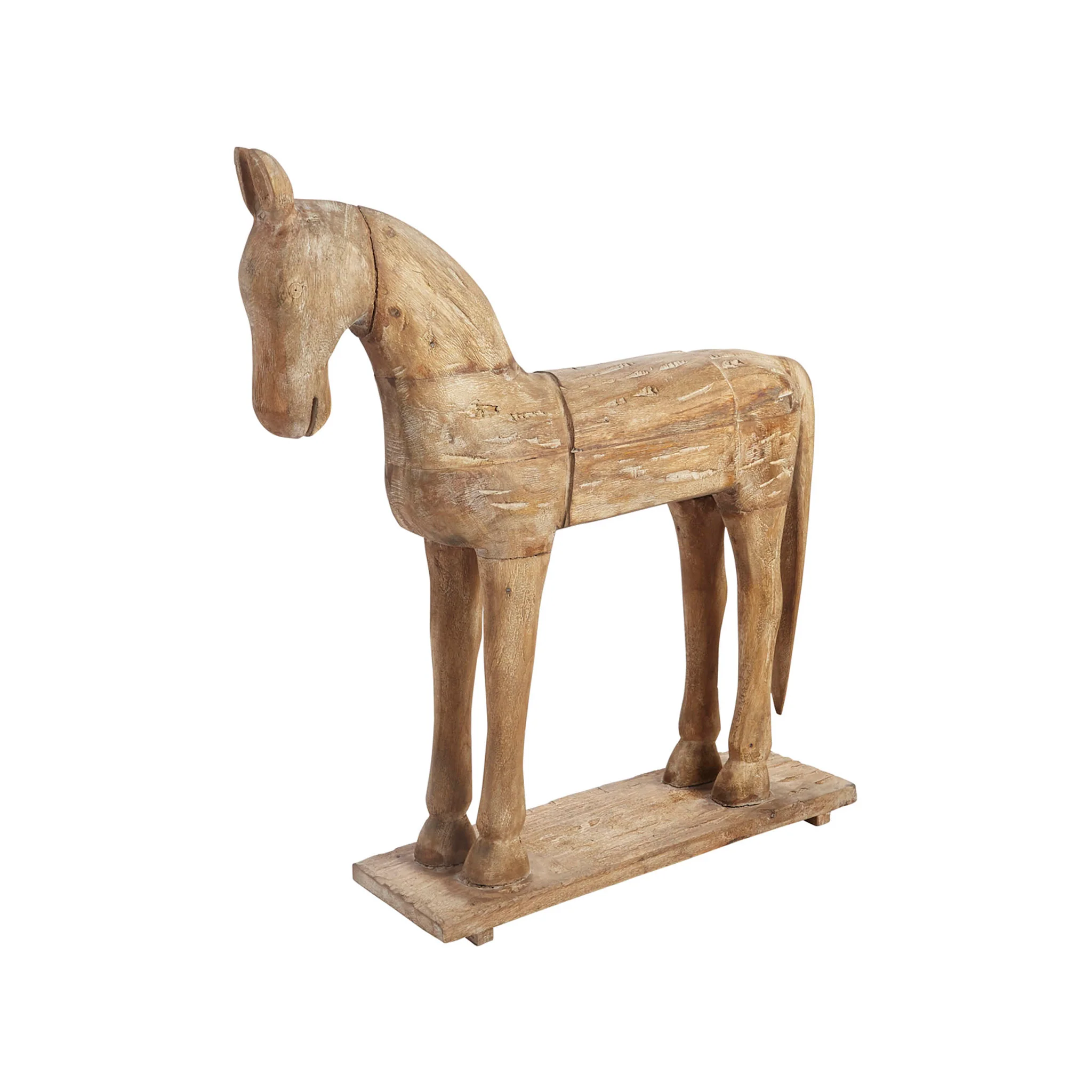 Hand-Carved Trojan Horse on Stand - Image 2