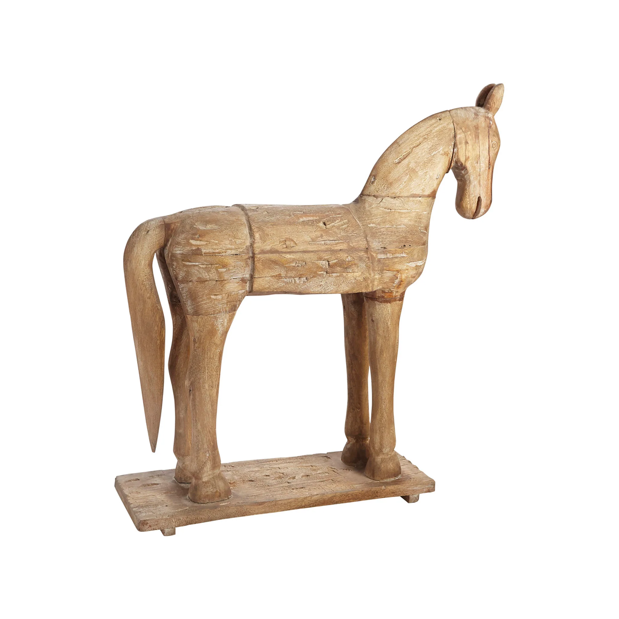 Hand-Carved Trojan Horse on Stand - Image 3