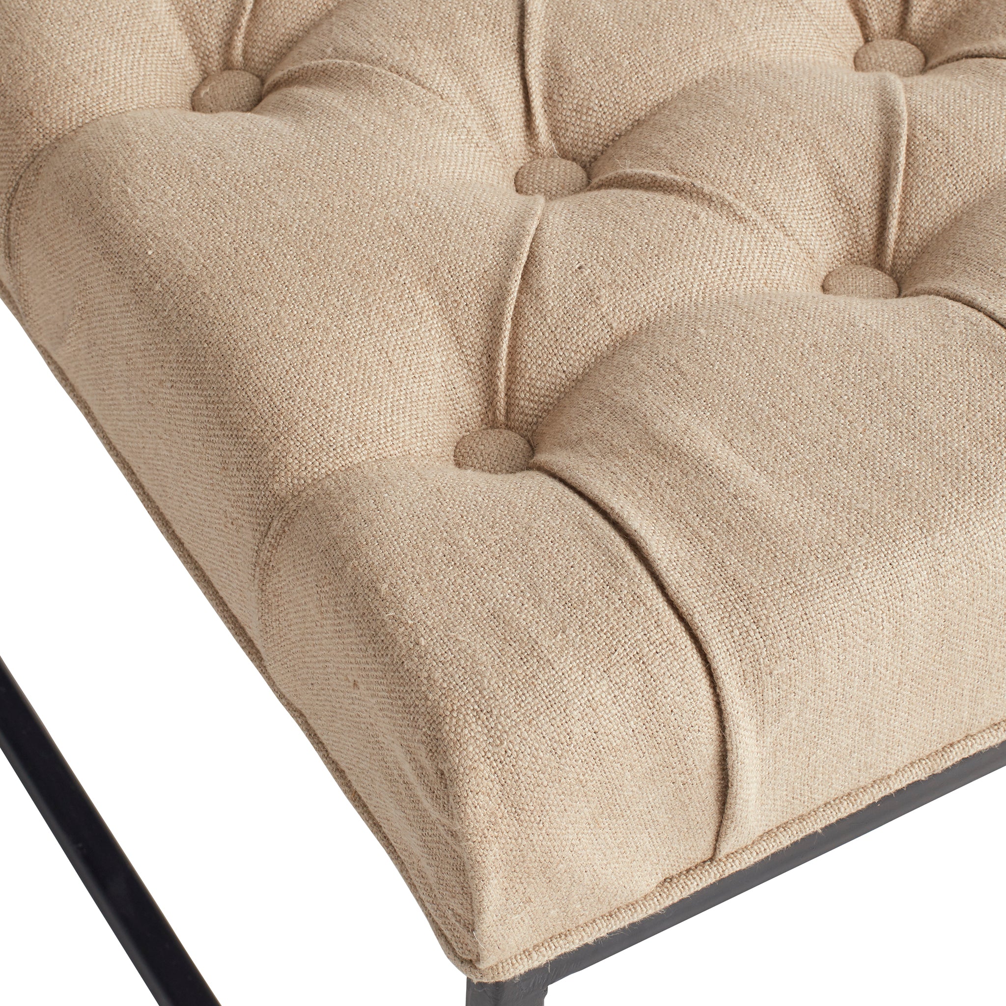 Tufted Linen Bench - Image 3