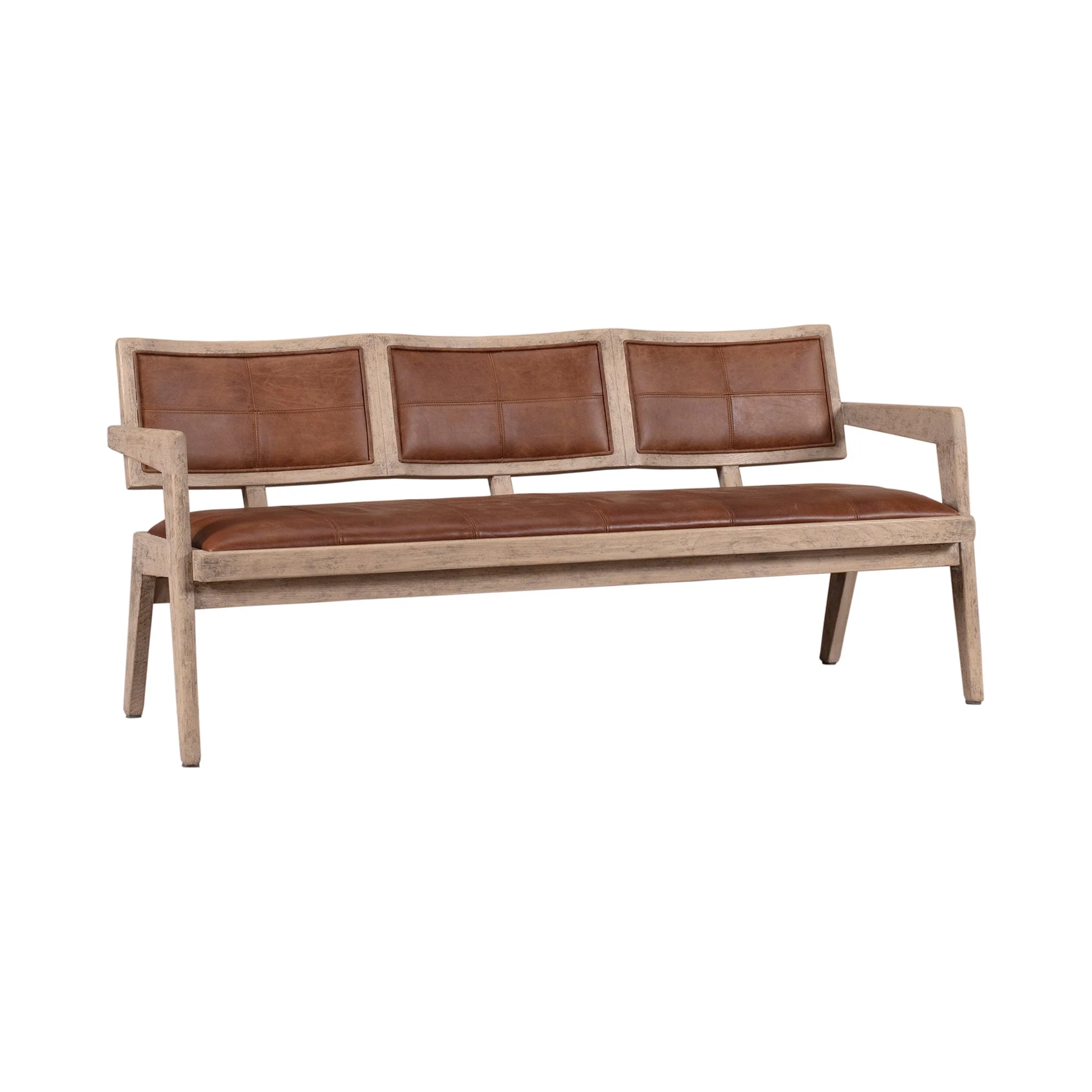Valdara Leather Wood Bench