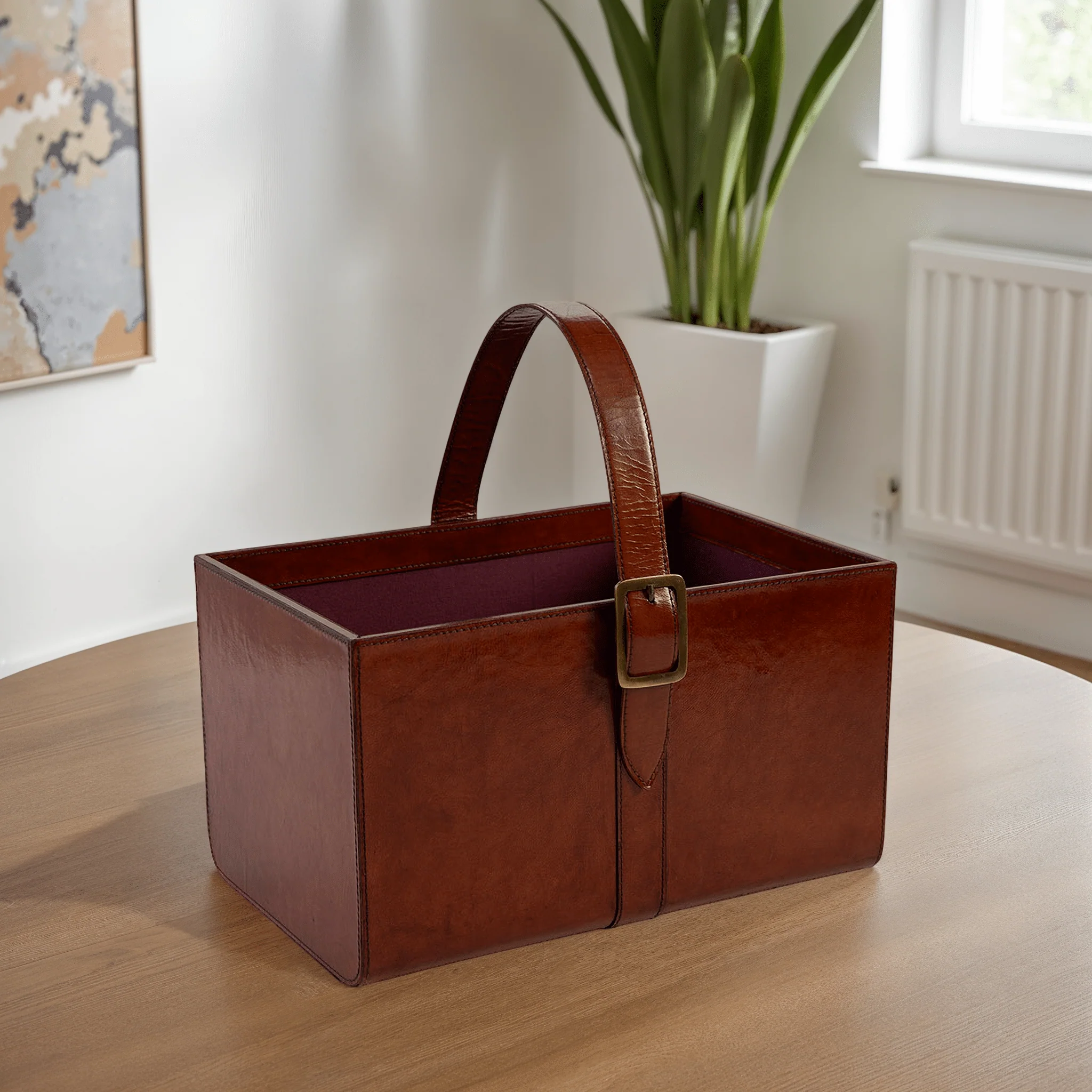 Valenza Leather Storage Basket - Image 2