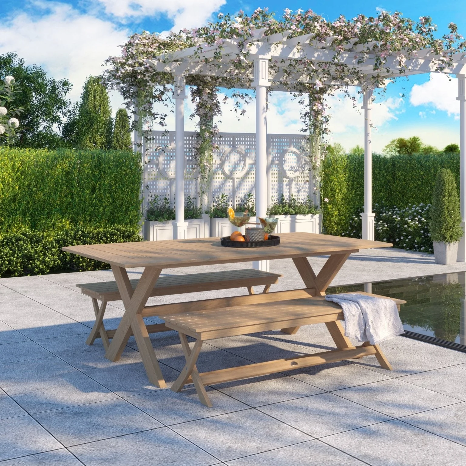 Varenne Teak Trestle Bench
