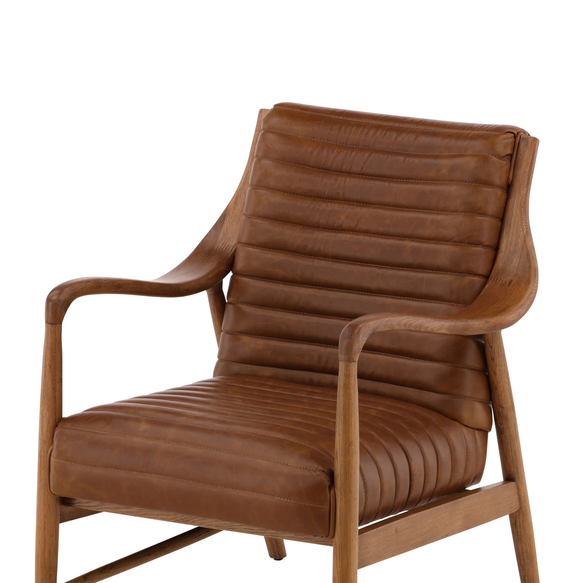 Vauricen Oak Leather Chair - Image 3