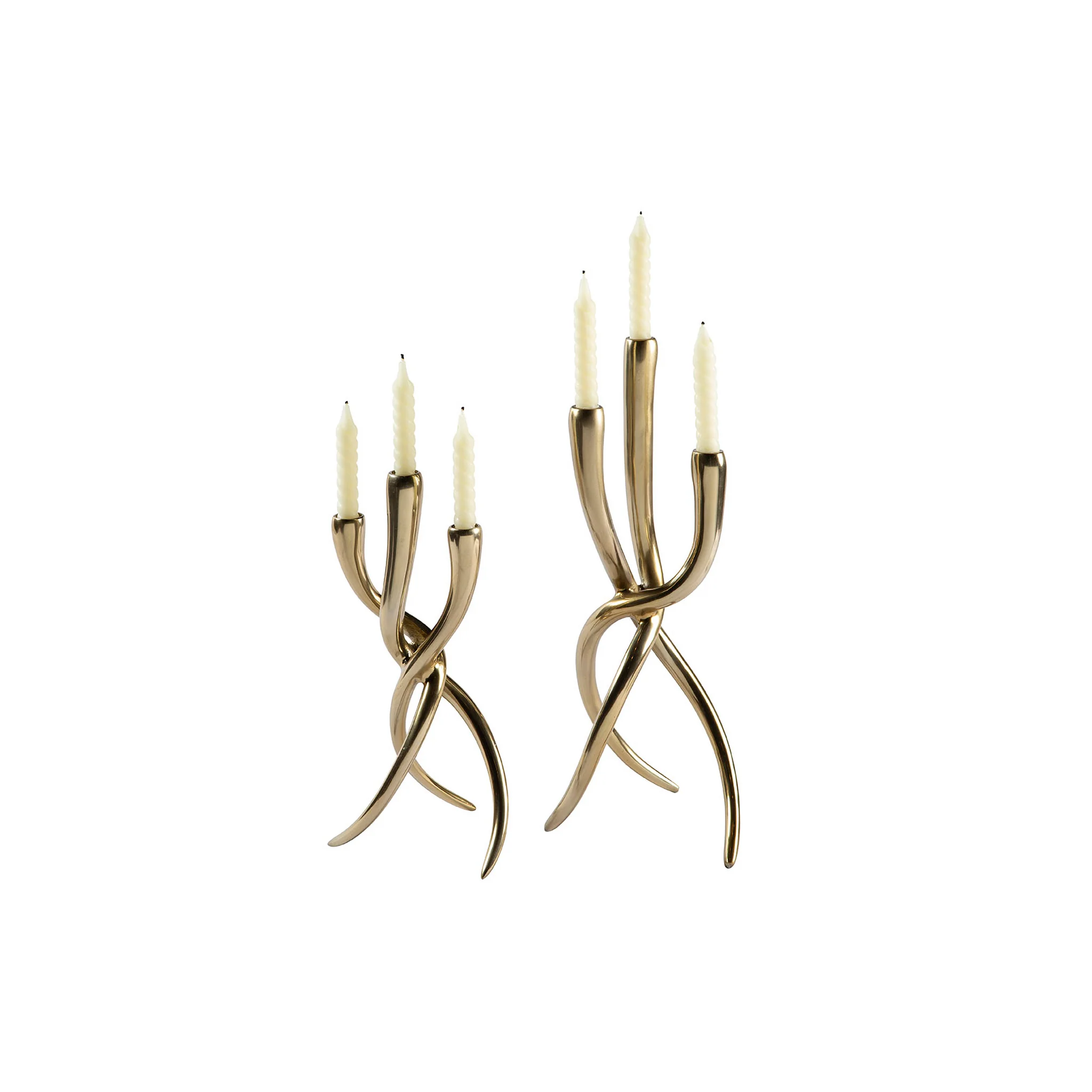 Ventano Brass Sculptural Candelabra, Set of 2 - Image 2
