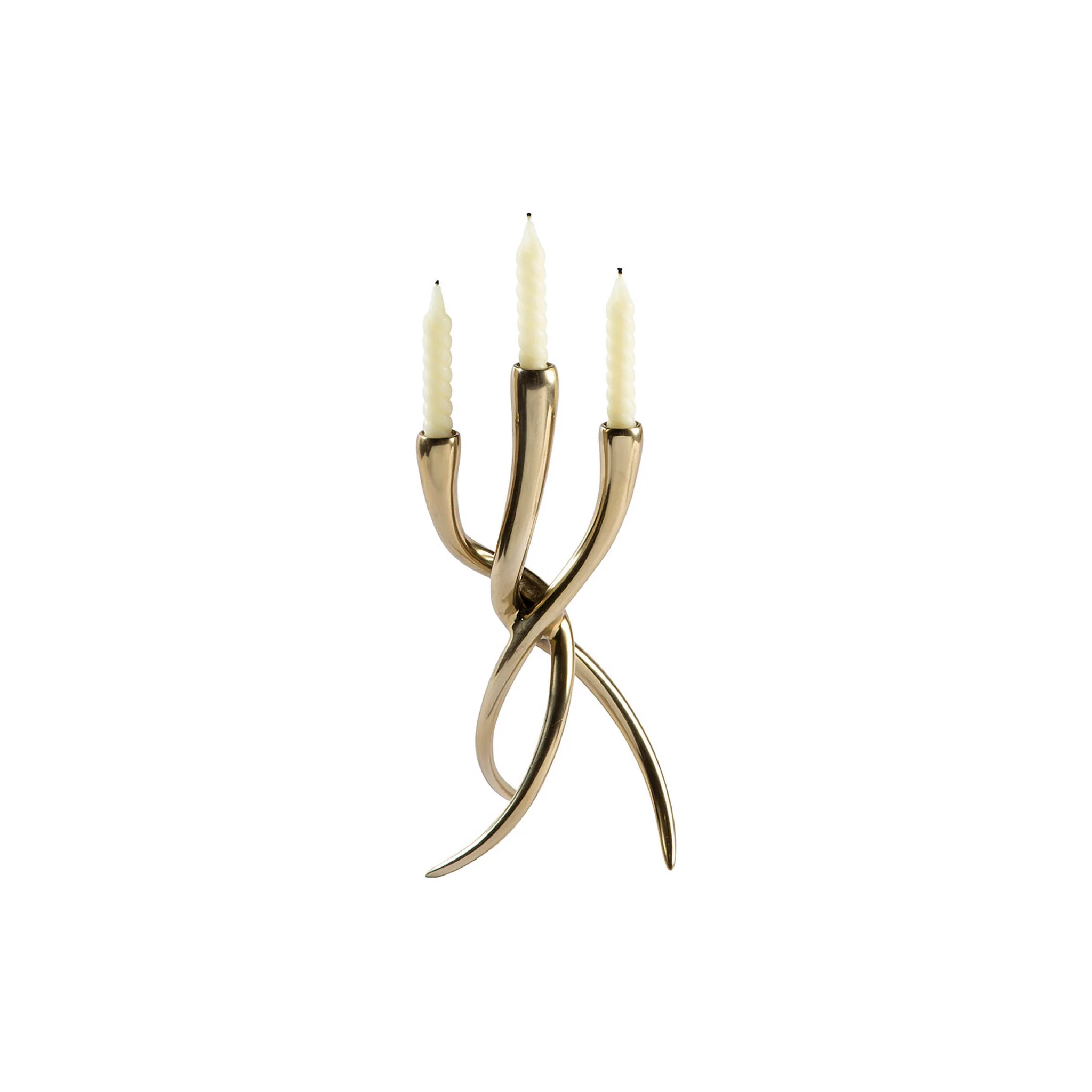 Ventano Brass Sculptural Candelabra, Set of 2 - Image 3