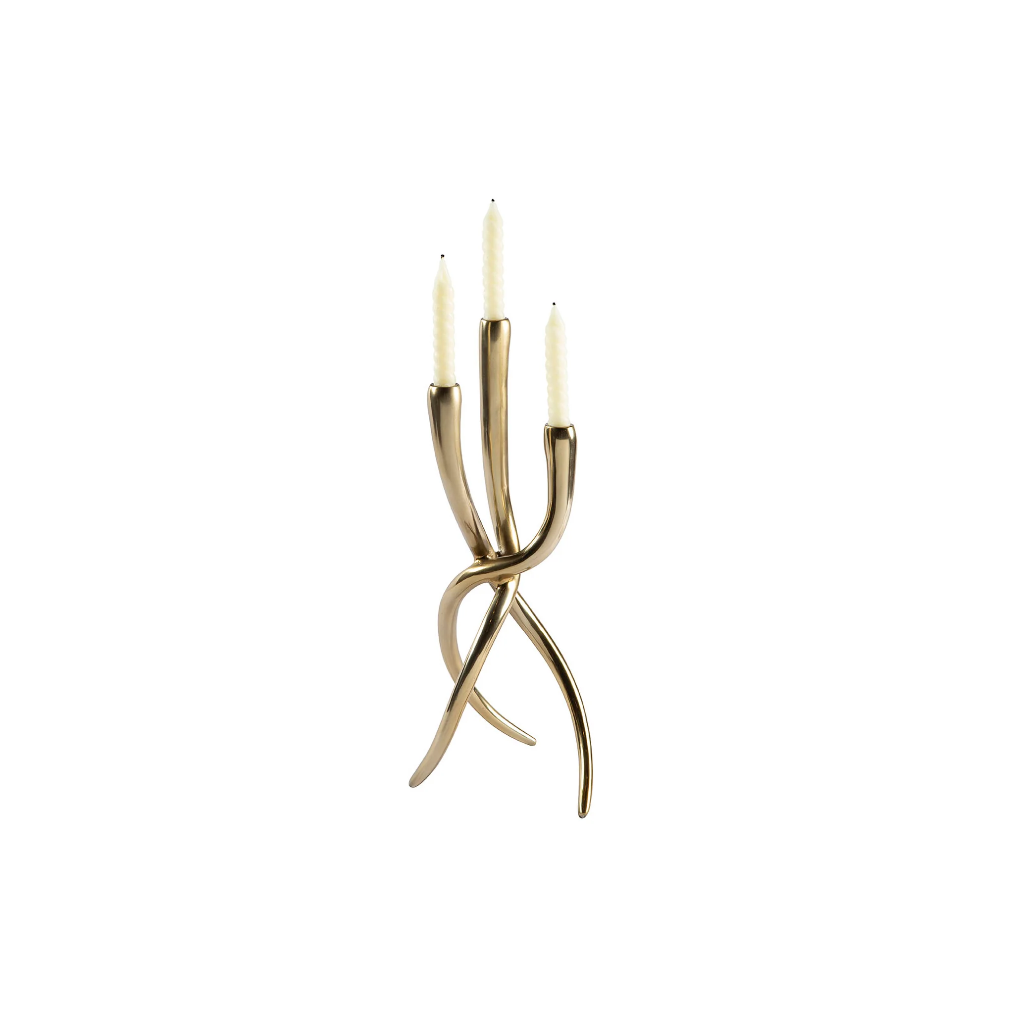 Ventano Brass Sculptural Candelabra, Set of 2 - Image 4