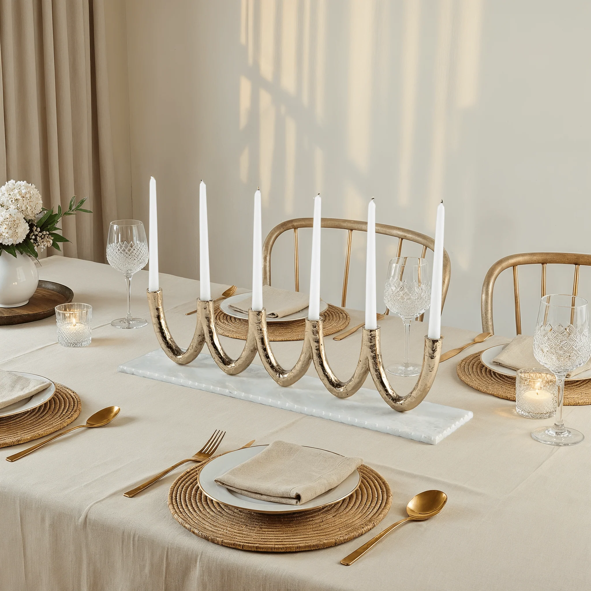 Veyra Brass Marble Candelabra