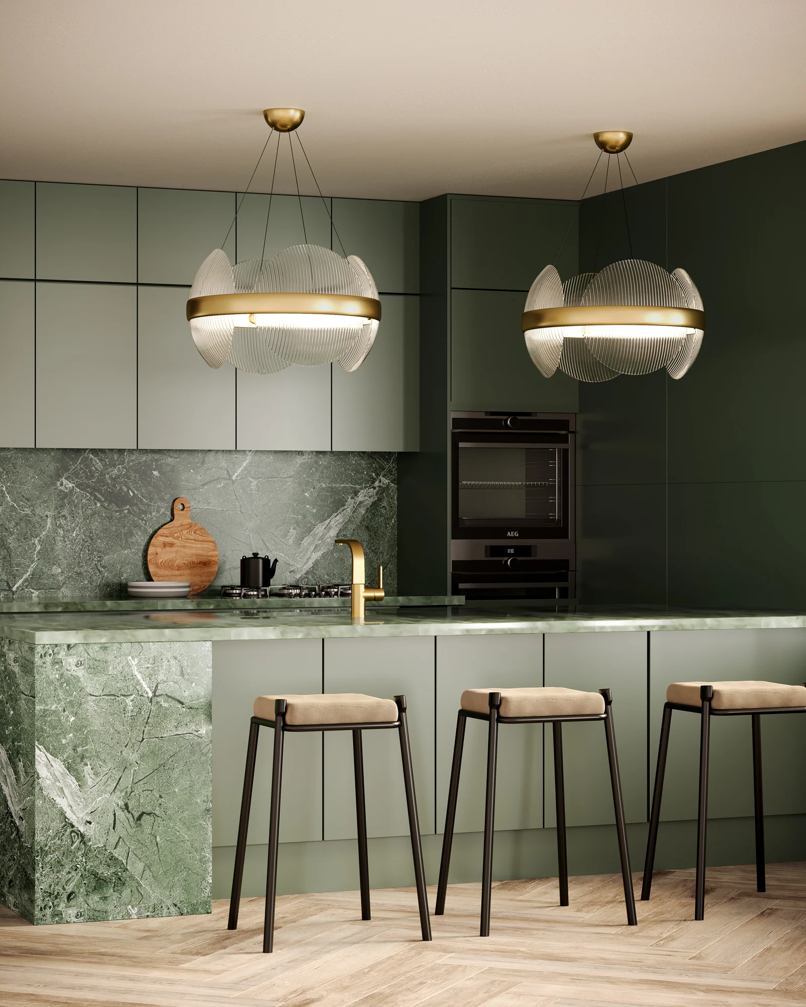 Virelli Ribbed Glass Chandelier - Image 8