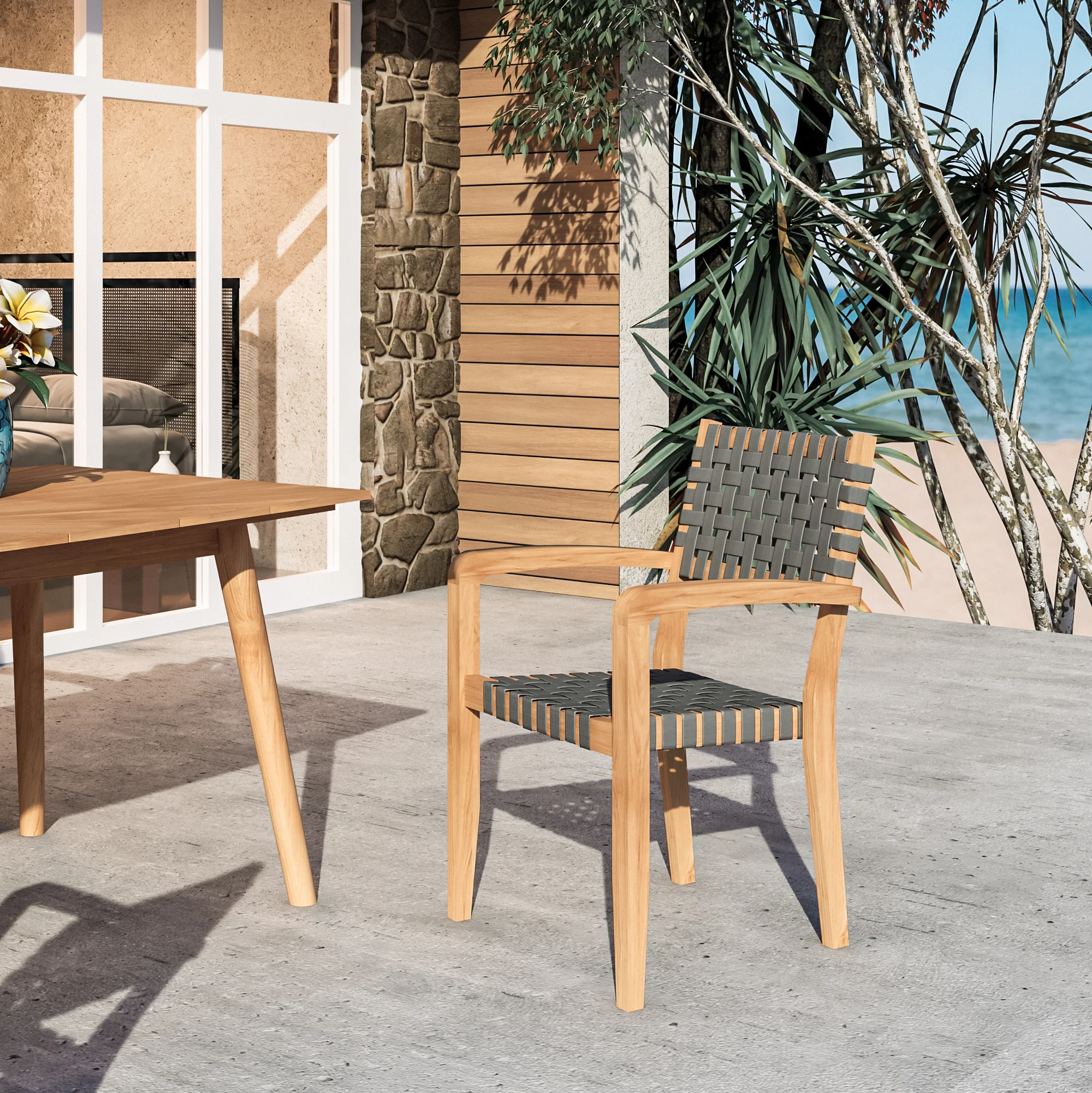 Zarien Teak Woven Chair - Set of 4