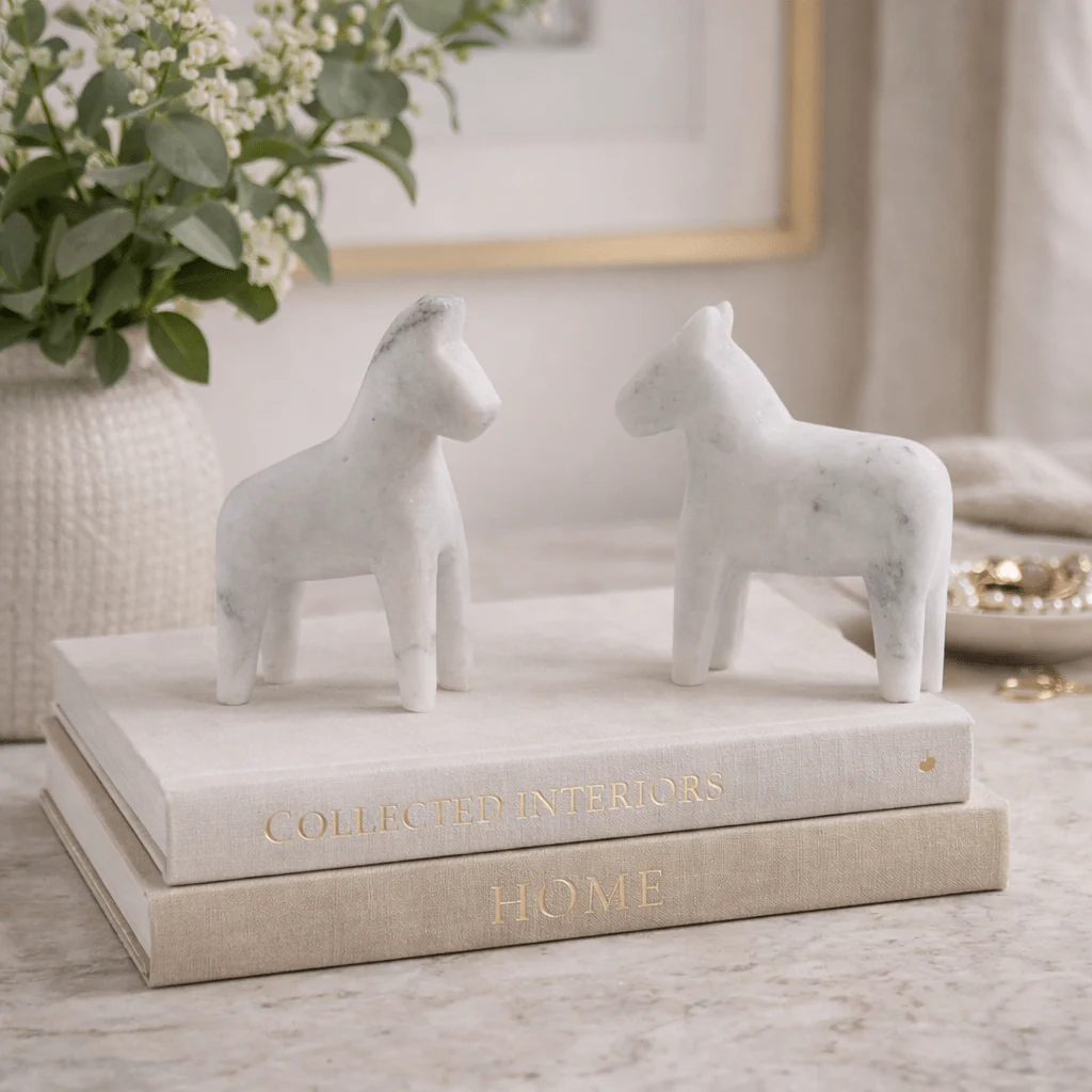 Zixuan Marble Horse Bookends - Image 2
